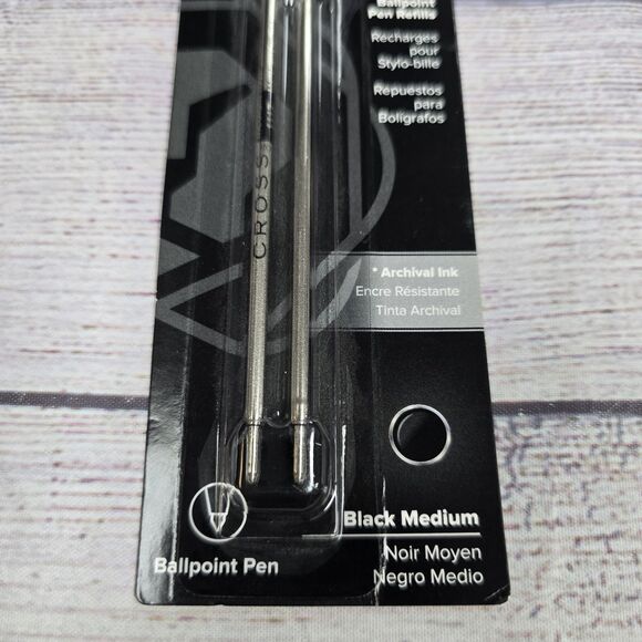 Cross 8513-2 Ballpoint Pen Refills Black Medium 2 Pack NEW - Picture 2 of 4